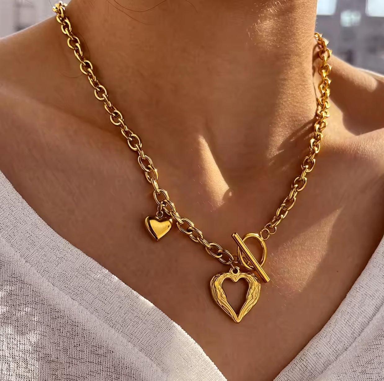 Chain de cœur acier inoxydable